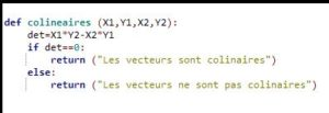 Définir une  fonction “colinéaire” avec Python