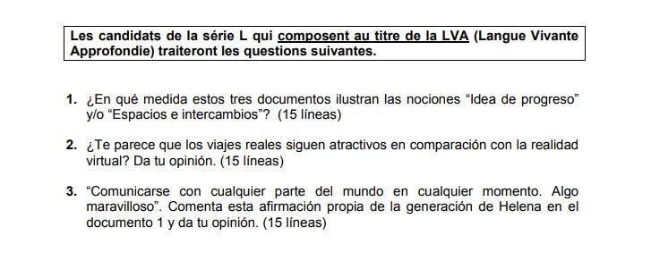 expression bac espagnol LV1 série L