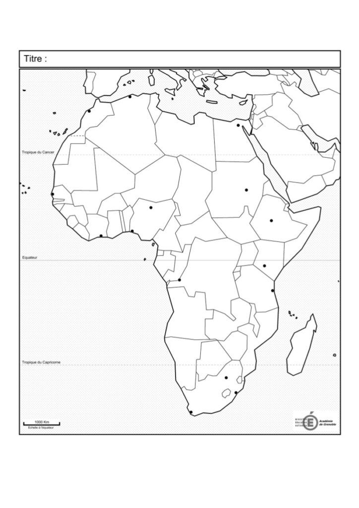 Exemple d'un fond de carte d'Afrique pour réviser votre baccalauréat.