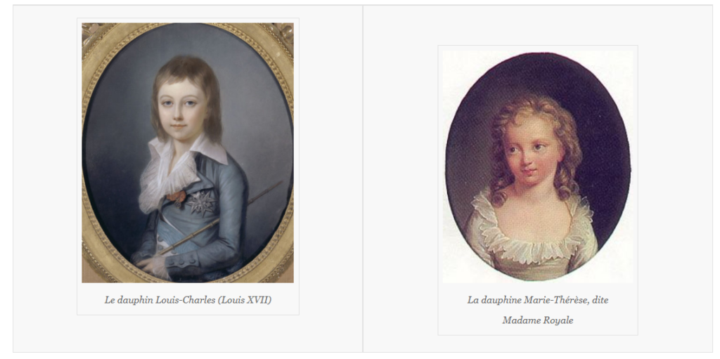 Le dauphin Louis-Charles (Louis XVII) et la dauphine Marie-Thérèse, dite Madame Royale